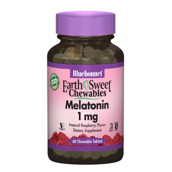 Мелатонін 1мг, Смак Малини, Earth Sweet Chewables, Bluebonnet Nutrition, 60 жувальних таблеток