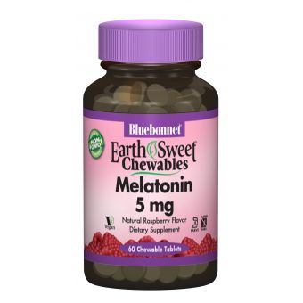 Мелатонін 5мг, Смак Малини, Earth Sweet Chewables, Bluebonnet Nutrition, 60 жувальних таблеток
