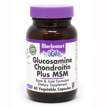 Глюкозамін & Хондроитин & МСМ, Bluebonnet Nutrition, 60 рослинних капсул