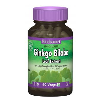 Екстракт Листя Гінкго Білоба, Ginkgo Biloba Leaf Extract Bluebonnet Nutrition, 60 гелевих капсул