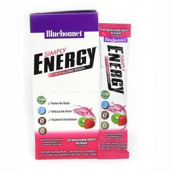Енергетичний напій в порошку, Смак Полуниці і Ківі, Bluebonnet Nutrition, Simply Energy Grape, 14 пакетиків по 10 г