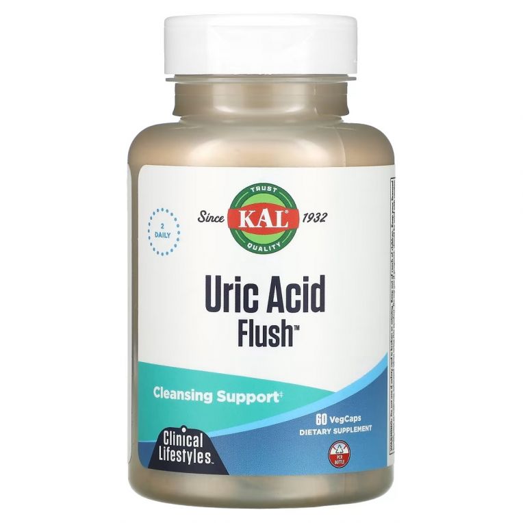 Очищувач від сечової кислоти, Uric Acid Flush, KAL, 60 вегетаріанських капсул