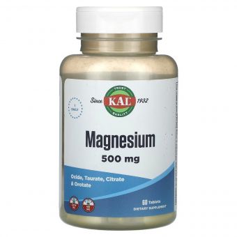 Магній, 500 мг, Magnesium, KAL, 60 таблеток