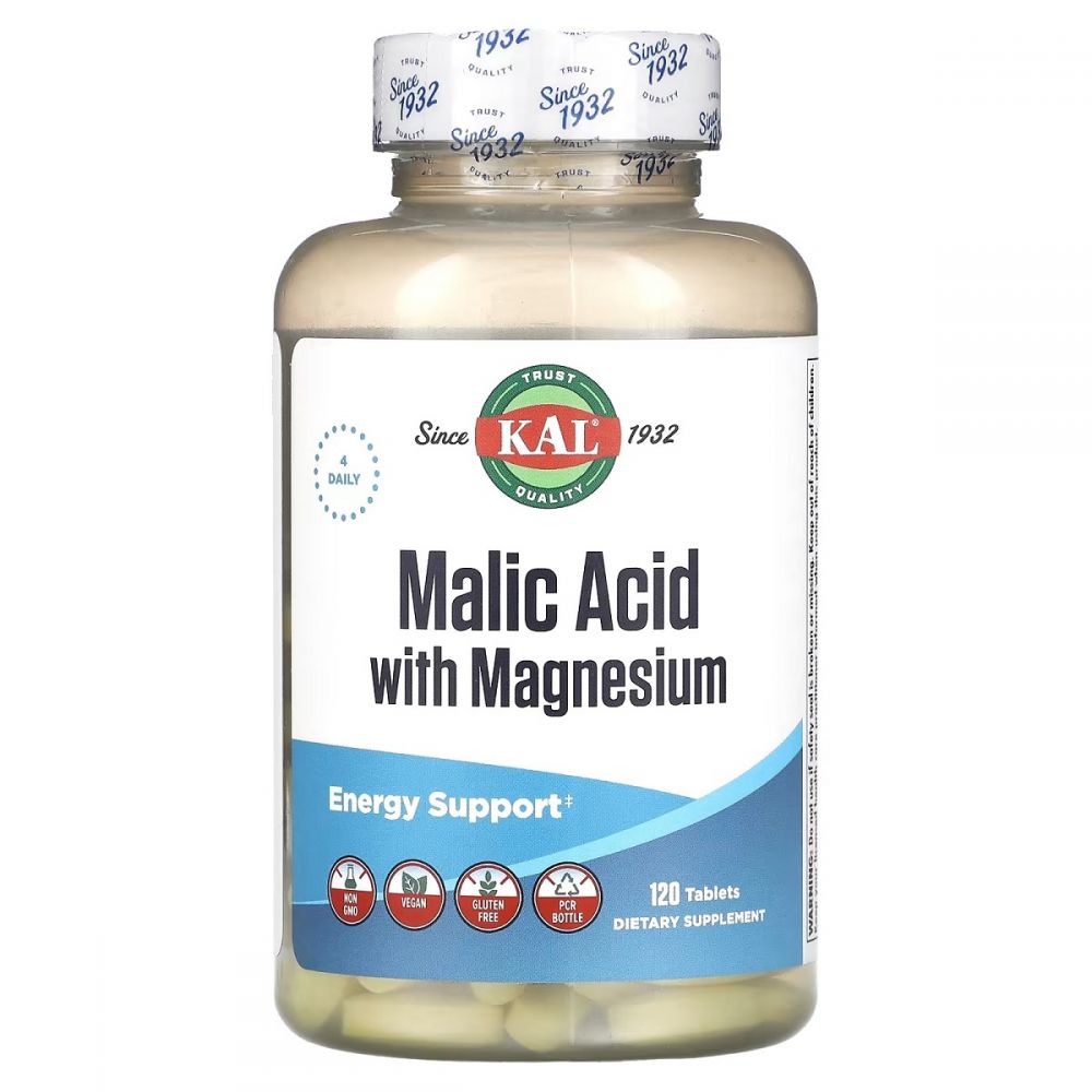 Яблучна кислота та магній, Malic Acid with Magnesium, KAL, 120 таблеток