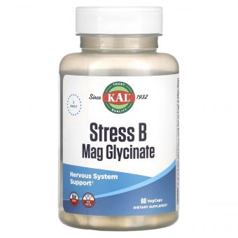 Магній гліцинат та вітаміни групи B від стресу, Stress B Mag Glycinate, KAL, 60 вегетаріанських капсул