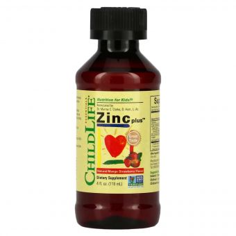 Рідкий цинк для дітей, смак манго та полуниці, Zinc Plus, ChildLife, 118 мл