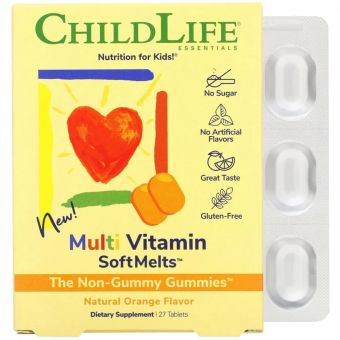 Мультивітаміни для дітей зі смаком натурального апельсина, Multi Vitamin SoftMelts, ChildLife, 27 таблеток