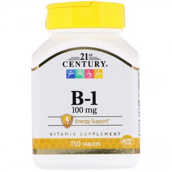 Вітамін B-1 (Тиамин), 100 мг, 21st Century, 110 таблеток