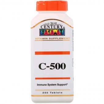 Вітамін C, C-500, 500 мг, 21st Century, 250 таблеток