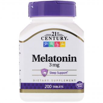 Мелатонін, 3 мг, 21st Century, 200 таблеток