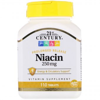 Ніацин, 250 мг, 21st Century, 110 таблеток