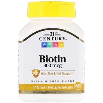 Біотин, 800 мкг, 21st Century, 110 таблеток