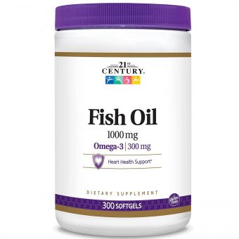 Риб&apos;ячий жир, Омега-3, 1000 мг, 21st Century, 300 желатинових капсул
