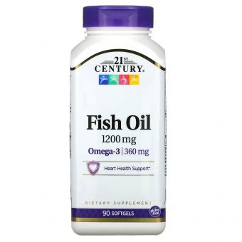 Риб&apos;ячий жир, 1200 мг, Омега-3, 360 мг, Fish Oil Omega 3, 21st Century, 90 желатинових капсул