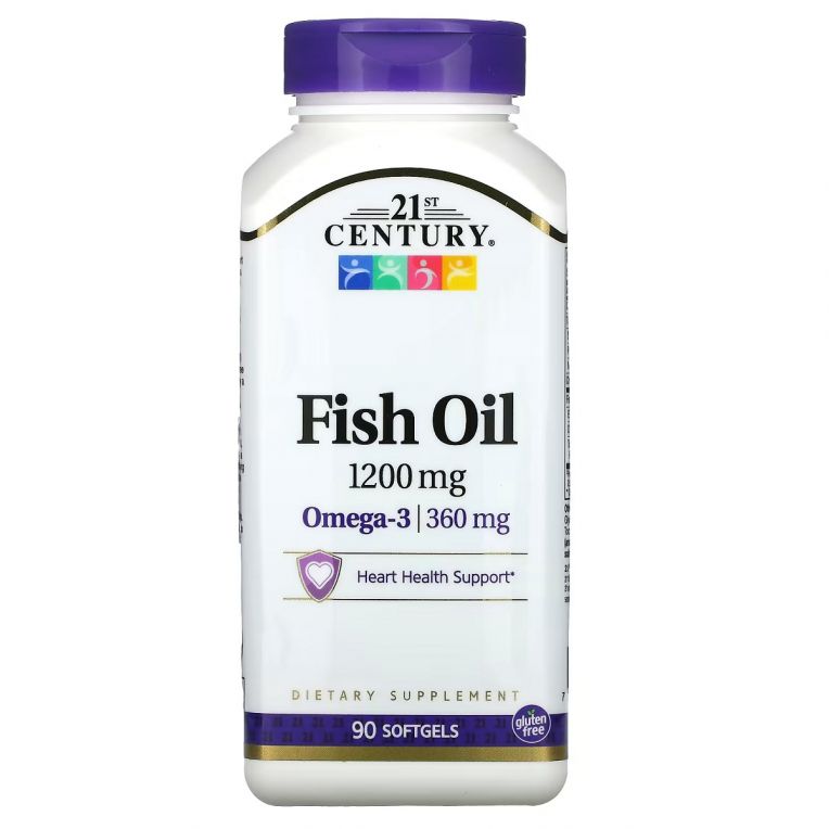Риб&apos;ячий жир, 1200 мг, Омега-3, 360 мг, Fish Oil Omega 3, 21st Century, 90 желатинових капсул