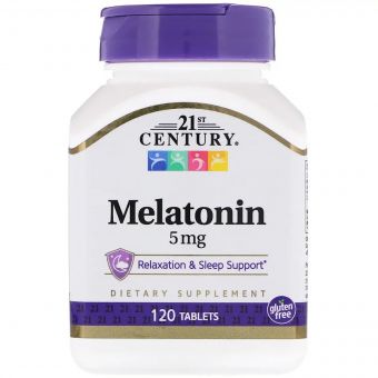 Мелатонін, 5 мг, 21st Century, 120 таблеток