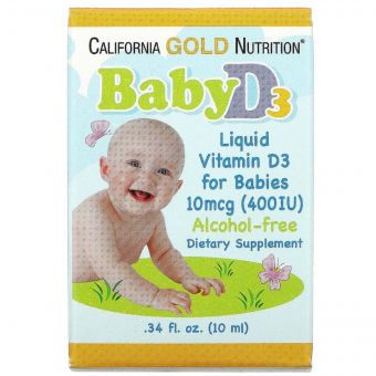Дитячий вітамін D3 400 МО, Baby Vitamin D3 Liquid, California Gold Nutrition, 10 мл