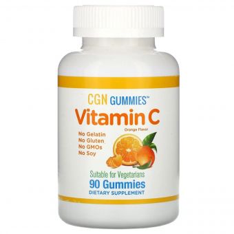 Вітамін C, апельсинові дольки без желатину, Vitamin C Gummies, California Gold Nutrition, 90 жувальних цукерок