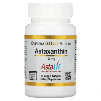 Астаксантин, 12 мг, Astaxanthin, Astalif Pure Icelandic, California Gold Nutrition, 30 вегетаріанських капсул