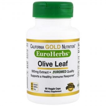 Оливкове Листя, Olive Leaves, California Gold Nutrition, 500 мг, 60 капсул