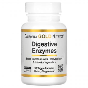 Травні ферменти, Digestive Enzymes, California Gold Nutrition, 90 вегетаріанських капсул