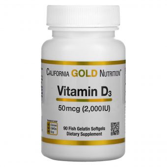 Вітамін D3, 2000 МО, Vitamin D3, California Gold Nutrition, 90 капсул з риб&apos;ячого желатину