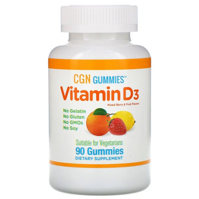 Вітамін D3, 2000 МО, ягідно-фруктовий смак, California Gold Nutrition, 90 жувальних цукерок