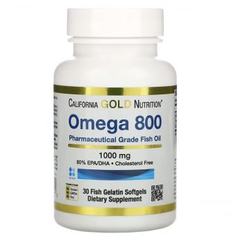 Омега 800, Риб&apos;ячий жир омега 3 фармацевтичного якості, 1000 мг, California Gold Nutrition, 30 желатинових капсул