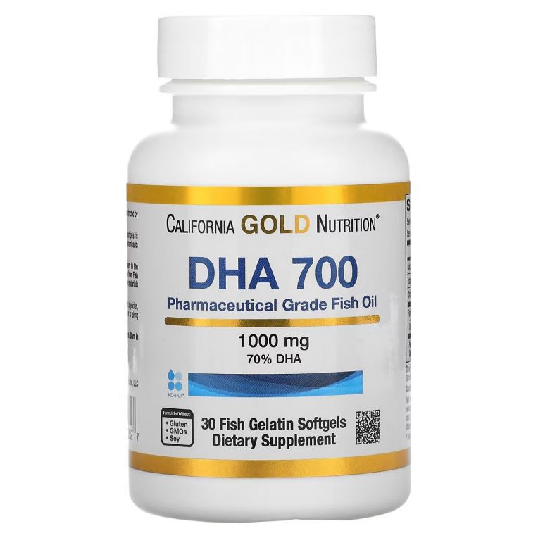 ДГК 700, Риб&apos;ячий жир, 1000 мг, DHA 700 Fish Oil, California Gold Nutrition, 30 желатинових капсул