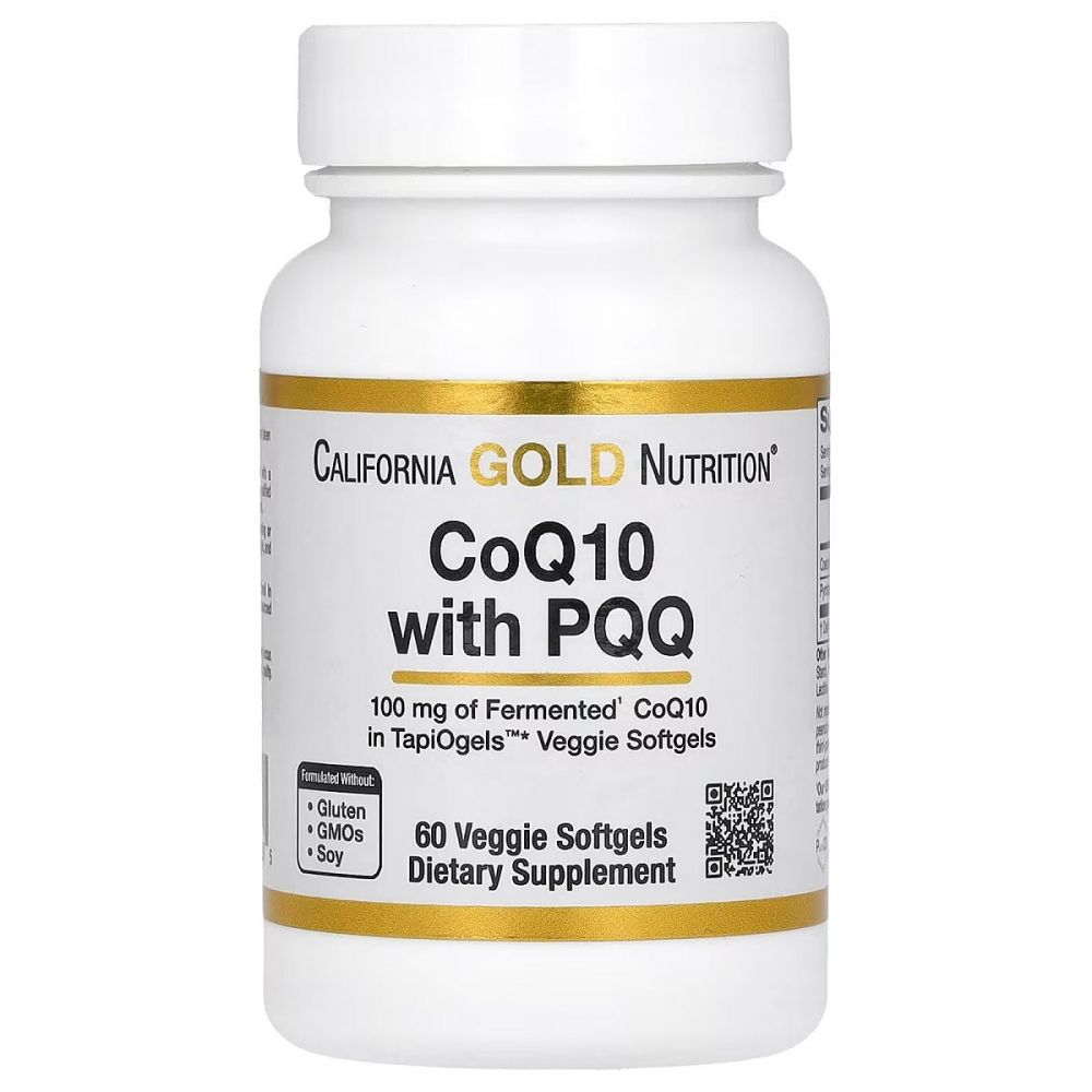 Коензим CoQ10 з PQQ, 100 мг, CoQ10 with PQQ, California Gold Nutrition, 60 вегетаріанських капсул