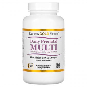 Мультивітаміни для вагітних, Prenatal MultiVitamin, California Gold Nutrition, 60 желатинових капсул