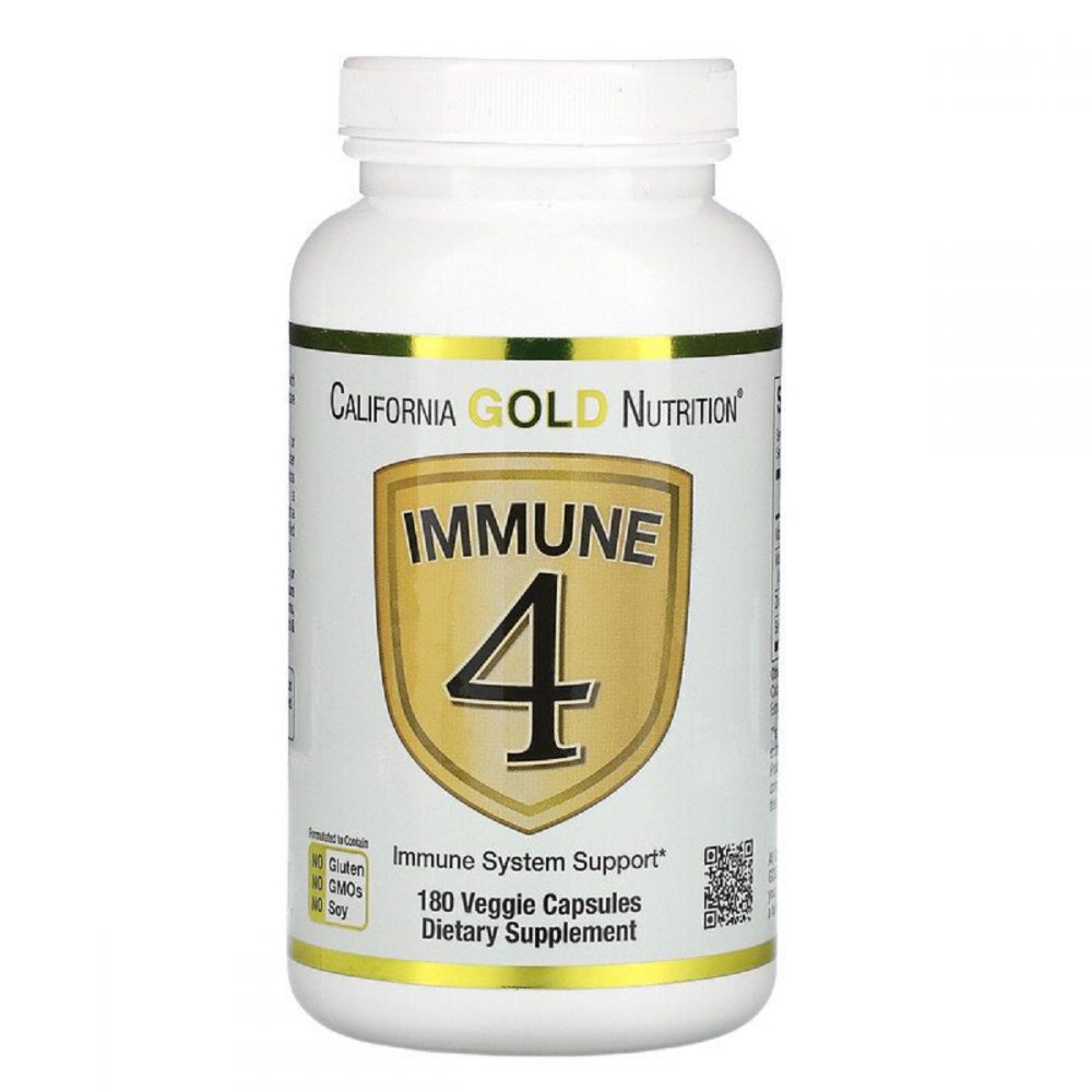 Засіб для зміцнення імунітету, Immune4, California Gold Nutrition, 180 вегетаріанських капсул