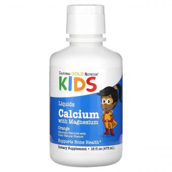 Дитячий рідкий кальцій з магнієм, Children's Liquid Calcium with Magnesium, California Gold Nutrition, 473 мл