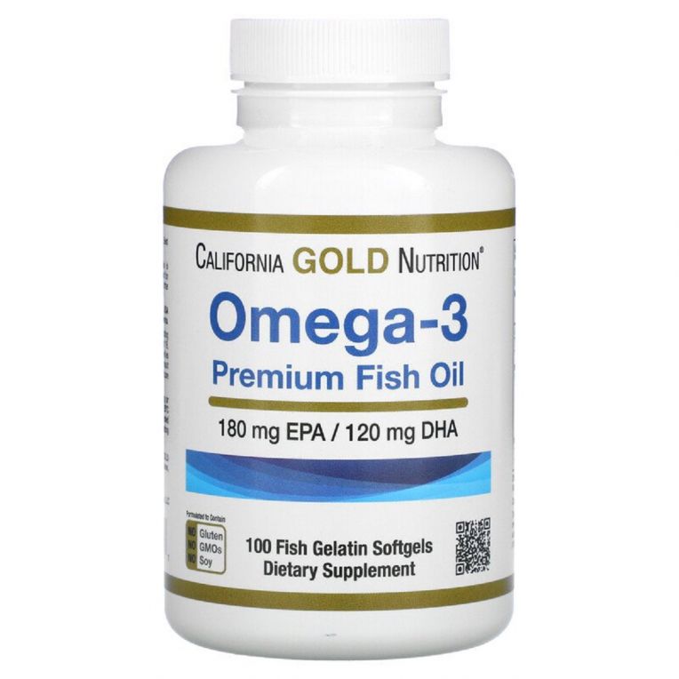 Омега-3, риб&apos;ячий жир преміальної якості, Omega-3, Premium Fish Oil, California Gold Nutrition, 100 рибно-желатинових капсул