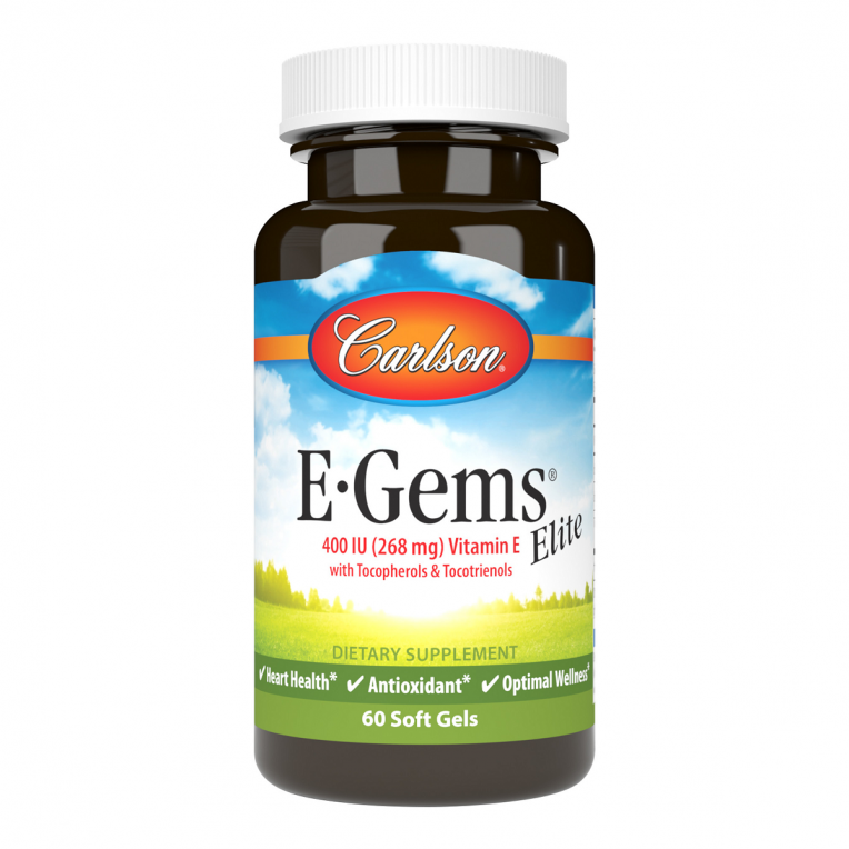 Вітамін E, 400 МО (268 мг), E-Gems Elite, Carlson, 60 желатинових капсул