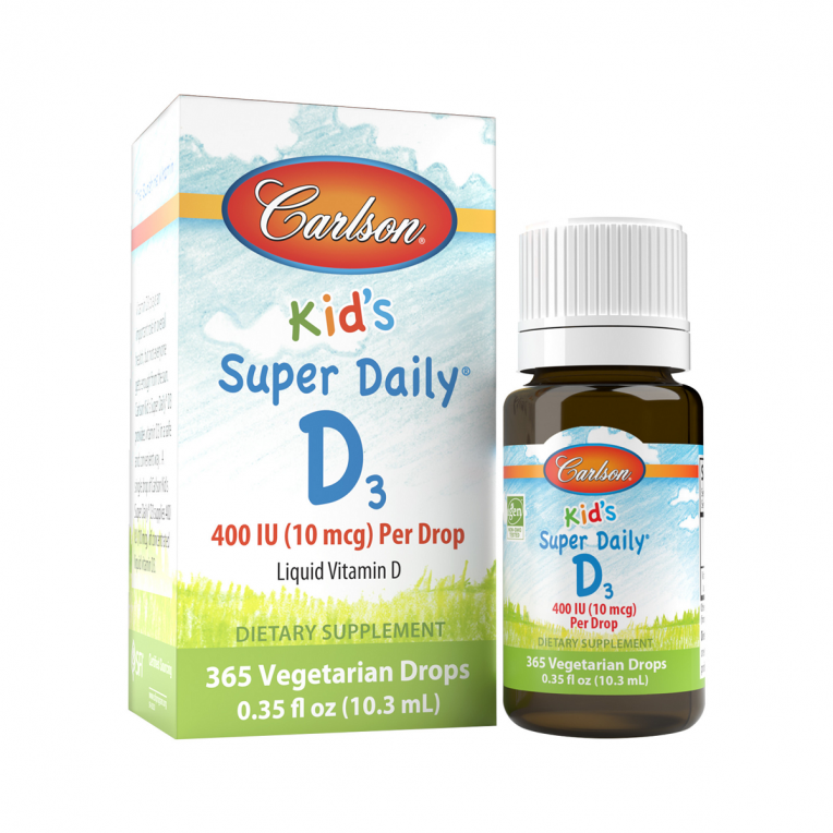 Вітамін D3 для Дітей у Краплях, 400 МО, Kid&apos;s Super Daily D3, Carlson, 10.3 мл