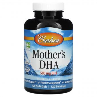 DHA для матерів-годувальниць та вагітних, 500 мг, Mother&apos;s DHA, Carlson, 120 желатинових капсул