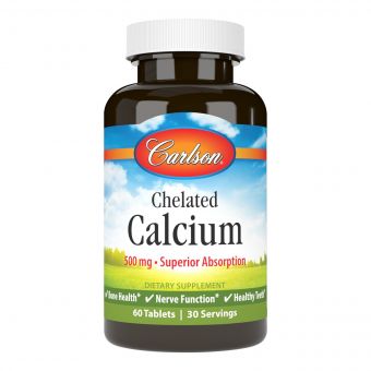 Кальцій Хелатний, 500 мкг, Chelated Calcium, Carlson, 60 таблеток