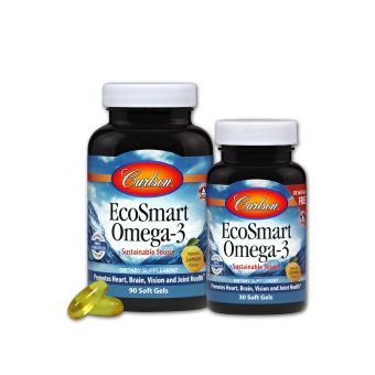 Омега-3, Смак Лимону, EcoSmart Omega-3, Carlson, 90+30 желатинових капсул