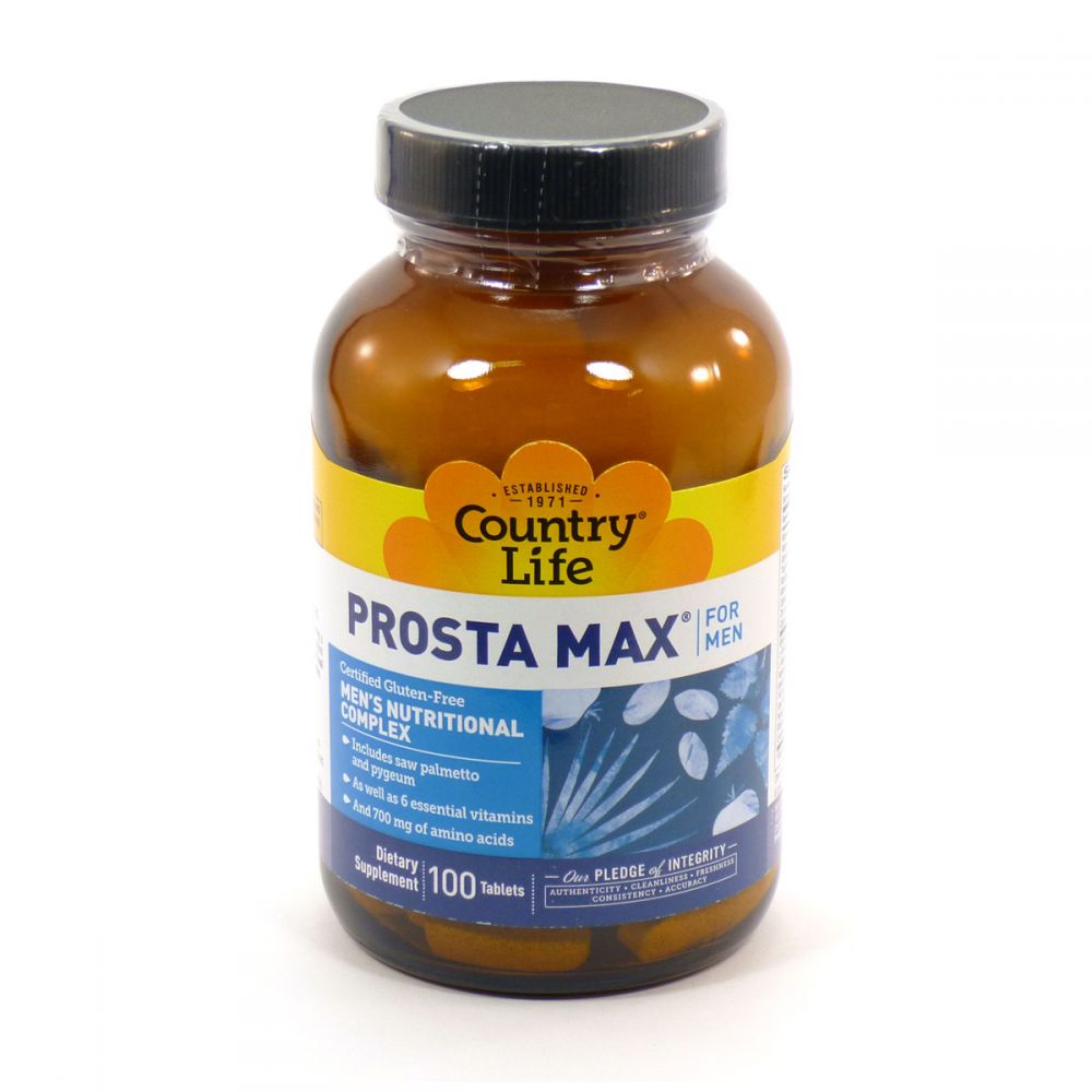 Комплекс для Здоров&apos;я та Підтримки Функції Простати, Prosta Max For Men, Country Life, 100 таблеток