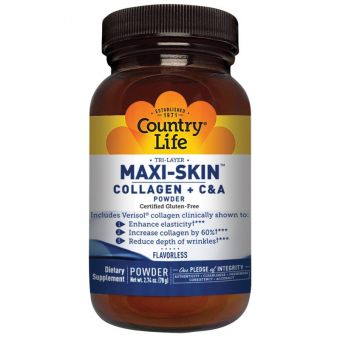 Колаген + Вітаміни С&А у Порошку, Maxi-Skin, Country Life, 2,74 унції (78 гр)