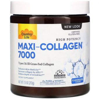 Колаген 1 й 3 Типів + Біотин, Maxi Collagen, Country Life, 7,5 унцій (210 гр)