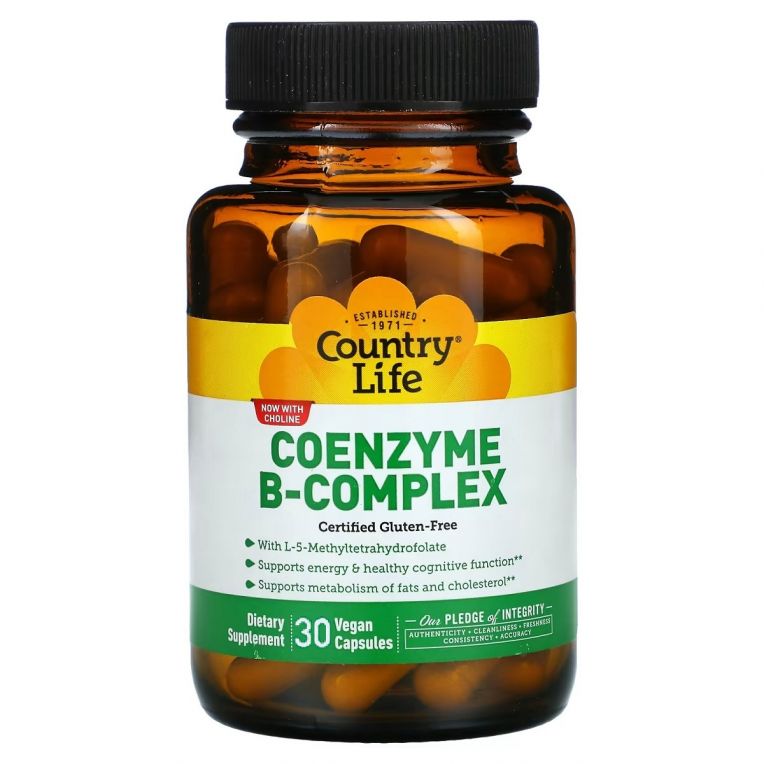 Коензим В-Комплексу, Coenzyme B-Complex, Country Life, 30 вегетаріанських капсул