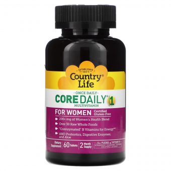 Мультивітаміни для жінок, Core Daily-1 Multivitamin for Women, Country Life, 60 таблеток