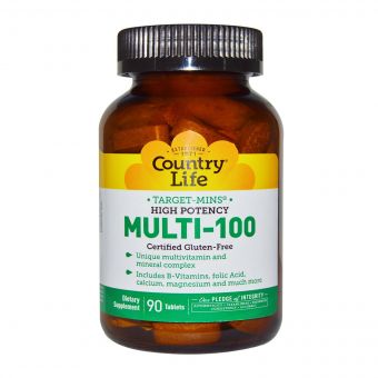 Мультивітаміни для Дорослих, Multi-100, Country Life, 90 таблеток