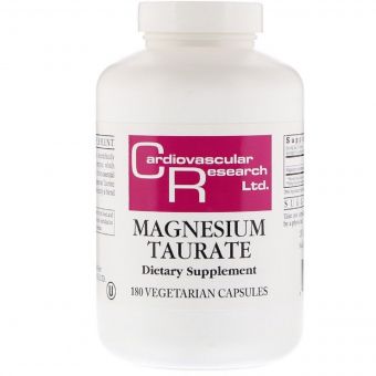 Таурат магнію, Magnesium Taurate, Cardiovascular Research, 180 вегетаріанських капсул