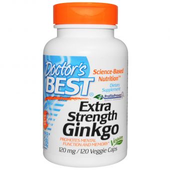 Супер Сильний Екстракт Гінкго 120мг, Ginkgo Extra Stength Profile Proven, Doctor&apos;s Best, 120 вегетаріанських капсул