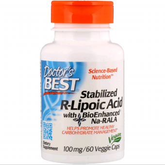 R-Ліпоєва кислота, R-Lipoic Acid, Doctor&apos;s Best, 100 мг, 60 капсул