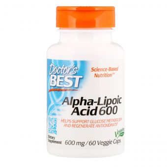 Альфа-ліпоєва кислота, Doctor&apos;s Best, Alpha-Lipoic Acid, 600 мг, 60 капсул