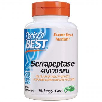 Серрапептаза, Serrapeptase, Doctor&apos;s Best, 40,000 SPU, 90 капсул